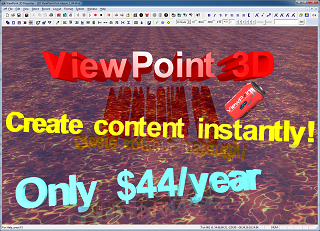 ViewPoint 3D animated scene with live-data 3D text linked to RSS feeds