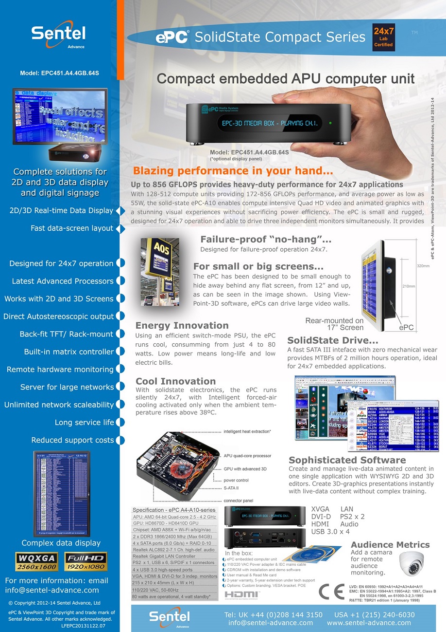 ePC 3D digital signage computer brochure